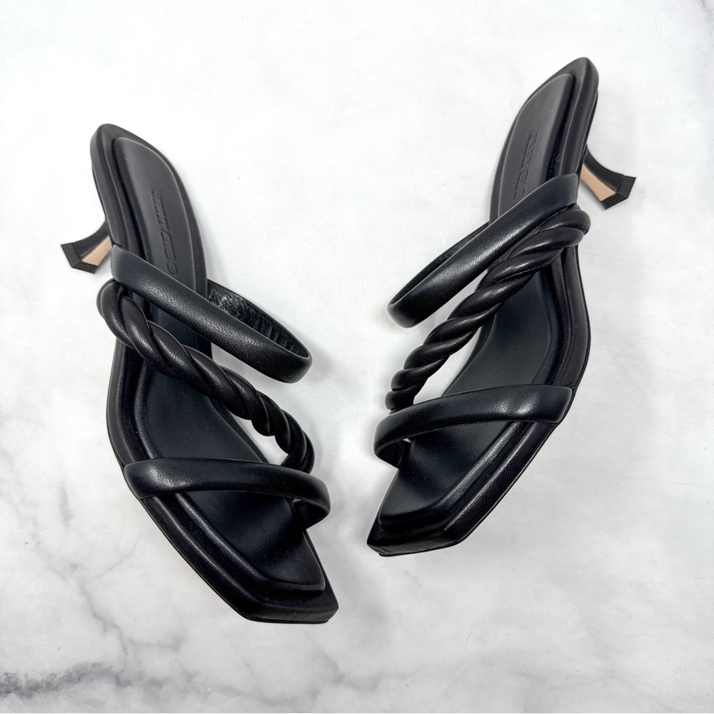 NEW Jimmy Choo Diosa 50 Braided Square Toe Low Kitten Heel Mule Sandals Black 38 - Picture 4 of 15